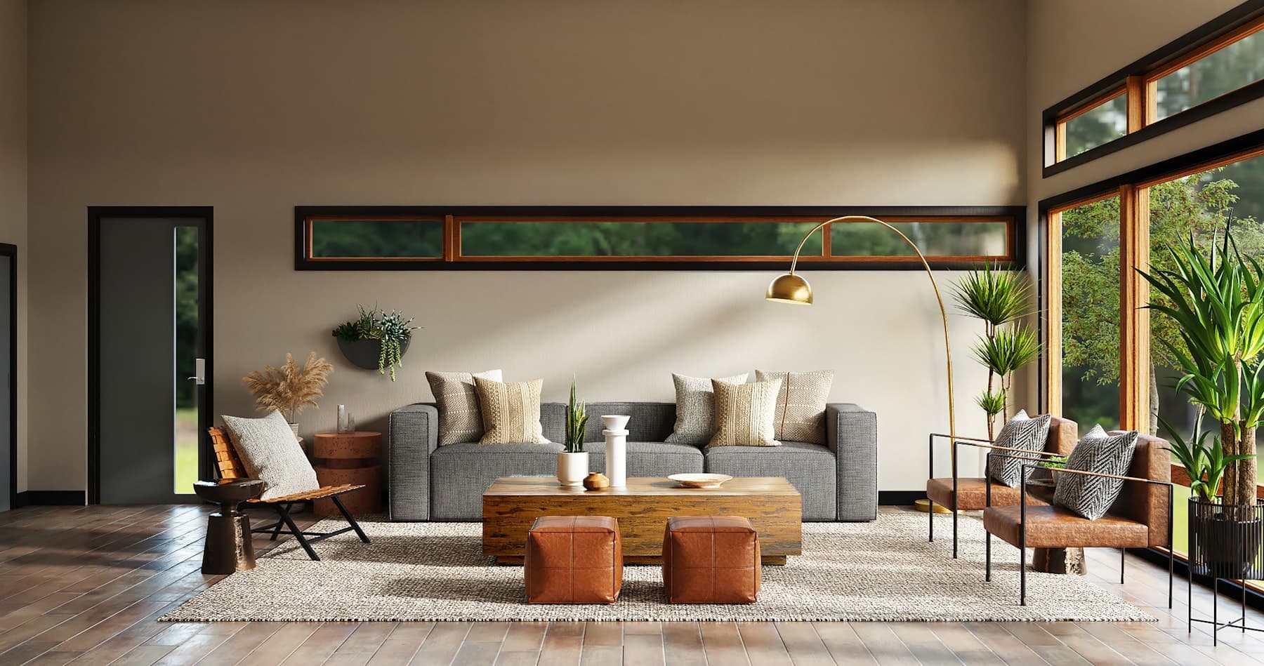 Refined contemporary interior with warm natural materials
